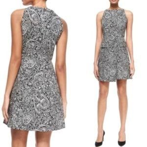 Tory Burch | Paisley Doodle Sheath A-line Lined Black and White Dress, Size 8